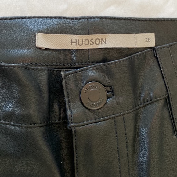 HUDSON JEANS Faux Leather Jeans in Black Beauty - Picture 6 of 16